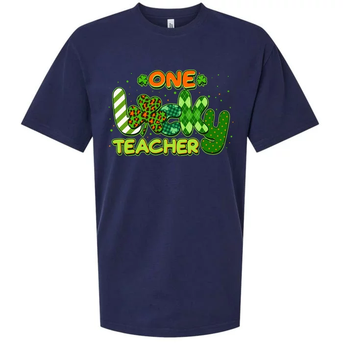 Funny Cute St Patrick's Day One Lucky Teacher Sueded Cloud Jersey T-Shirt