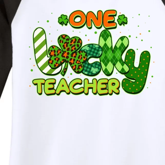 Funny Cute St Patrick's Day One Lucky Teacher Women's Tri-Blend 3/4-Sleeve Raglan Shirt