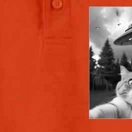 Funny Cat Selfie With A Ufo Dry Zone Grid Performance Polo