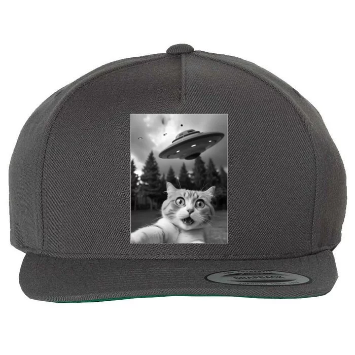 Funny Cat Selfie With A Ufo Wool Snapback Cap