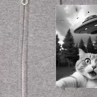 Funny Cat Selfie With A Ufo Full Zip Hoodie