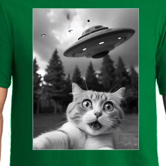 Funny Cat Selfie With A Ufo Pajama Set