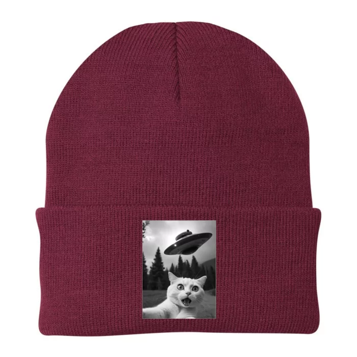 Funny Cat Selfie With A Ufo Knit Cap Winter Beanie