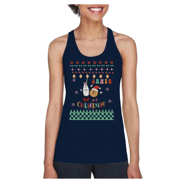 Funny Christmas Santa Milk And Cookies Women's Racerback Tank