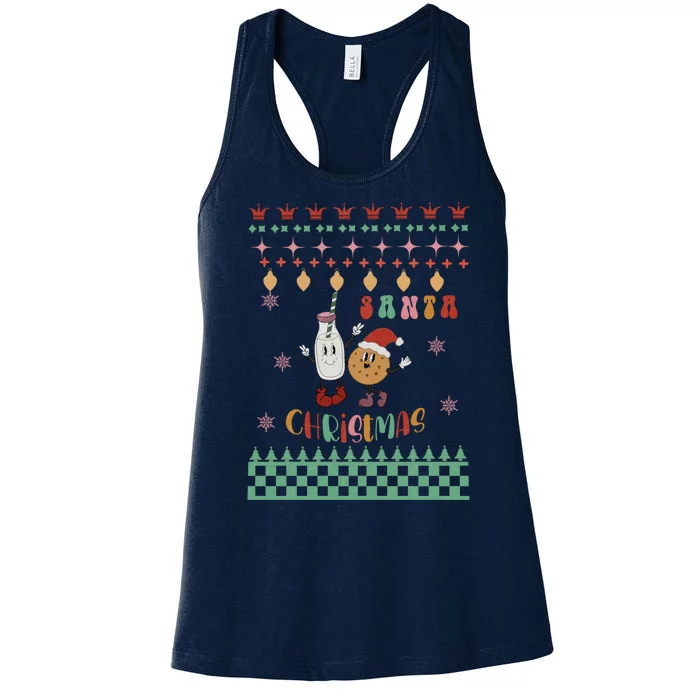 Funny Christmas Santa Milk And Cookies Women's Racerback Tank