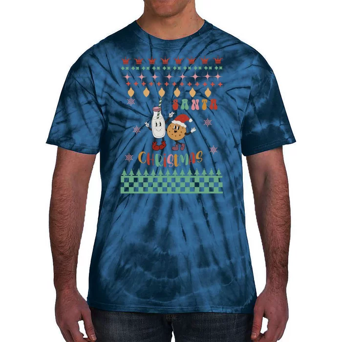 Funny Christmas Santa Milk And Cookies Tie-Dye T-Shirt