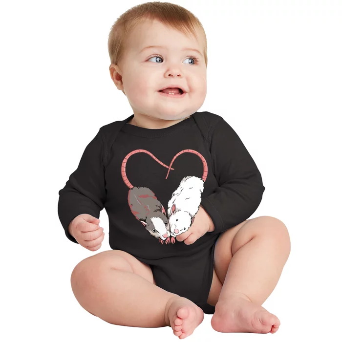 Funny Cute Small Rodent Pet Happy Heart Love Rat Lovers Baby Long Sleeve Bodysuit