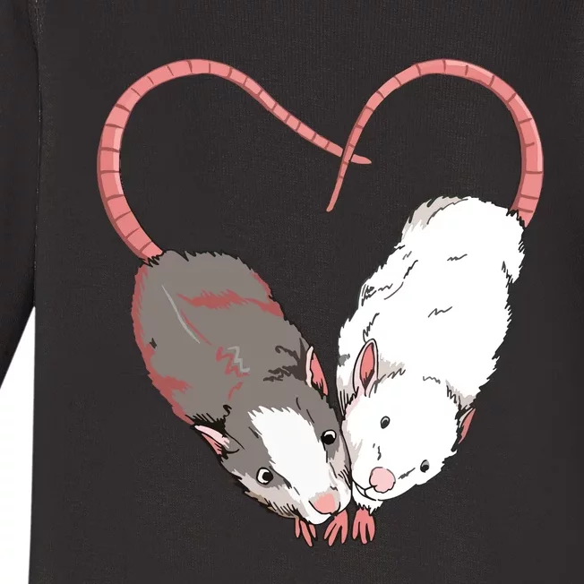 Funny Cute Small Rodent Pet Happy Heart Love Rat Lovers Baby Long Sleeve Bodysuit