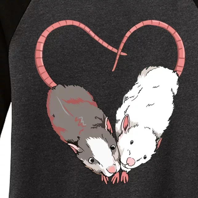 Funny Cute Small Rodent Pet Happy Heart Love Rat Lovers Women's Tri-Blend 3/4-Sleeve Raglan Shirt