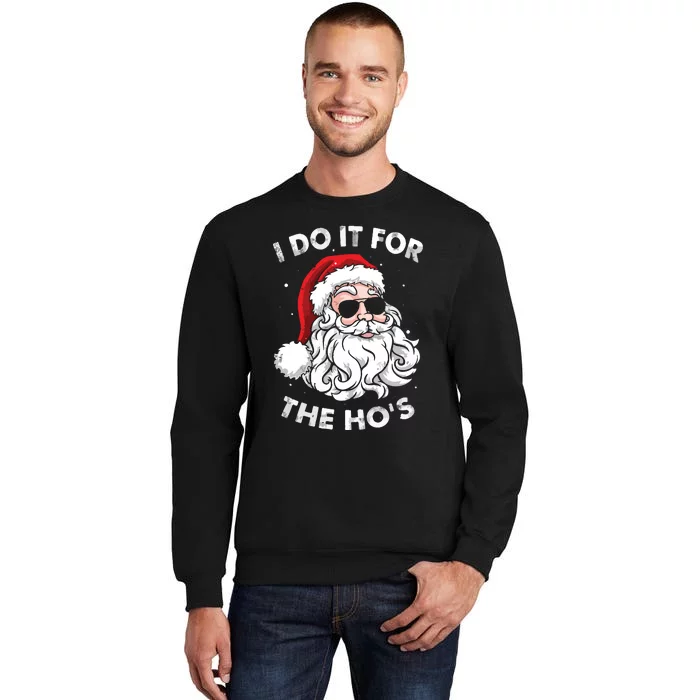 Funny Christmas Santa I Do It For The Hos Holiday Mood Gifts Tall Sweatshirt