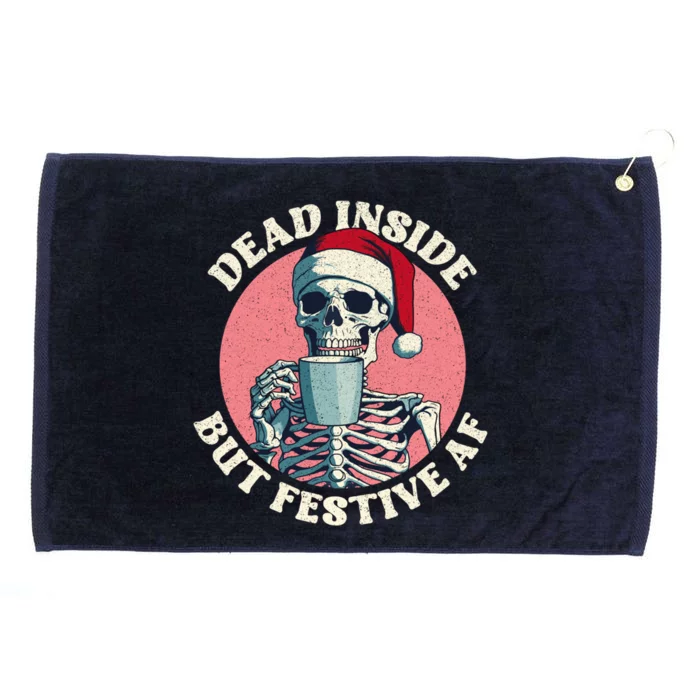 Funny Christmas Skeleton Coffee Dead Inside But Festive Af Gift Grommeted Golf Towel