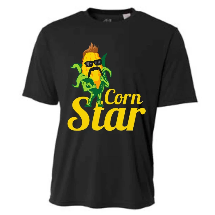 Funny Corn Star Sunglasses Mustache Maize Cooling Performance Crew T-Shirt