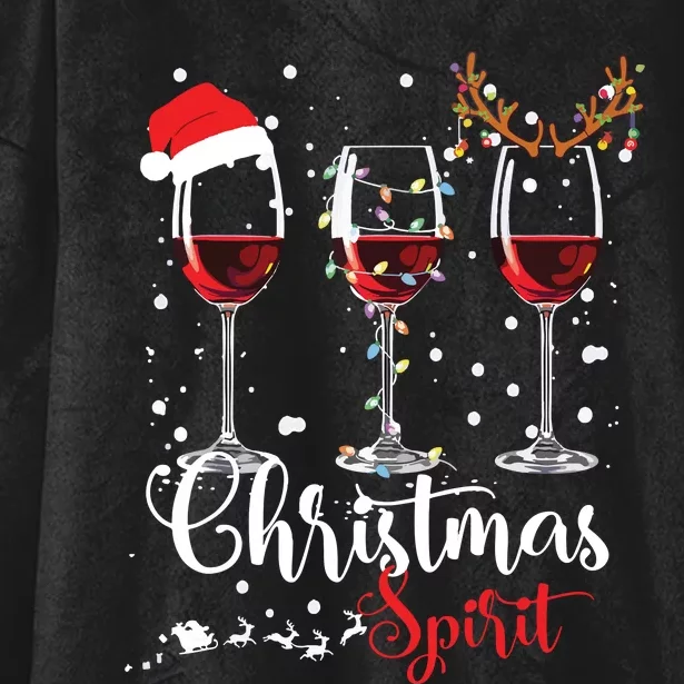 Funny Christmas Spirits Glasses Of Wine Xmas Holidays Party Hooded Wearable Blanket