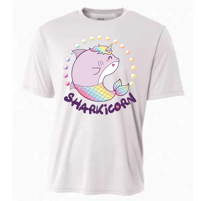 Funny Cute Sharkicorn Shark Unicorn Cooling Performance Crew T-Shirt