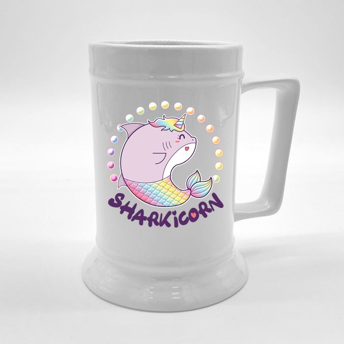 Funny Cute Sharkicorn Shark Unicorn Front & Back Beer Stein