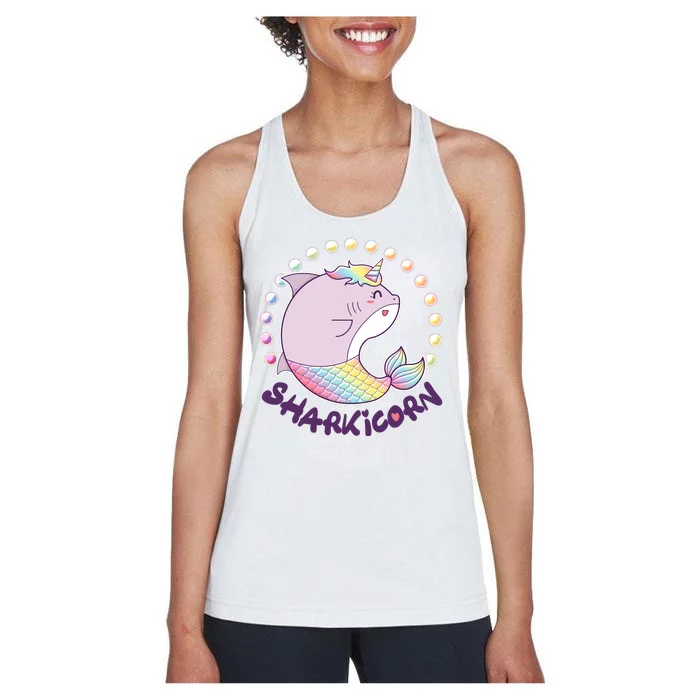 Funny Cute Sharkicorn Shark Unicorn Women's Racerback Tank