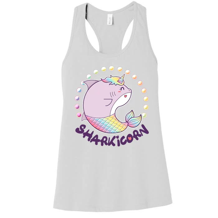 Funny Cute Sharkicorn Shark Unicorn Women's Racerback Tank