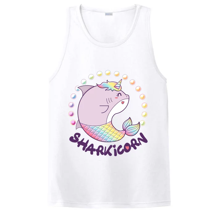 Funny Cute Sharkicorn Shark Unicorn Performance Tank