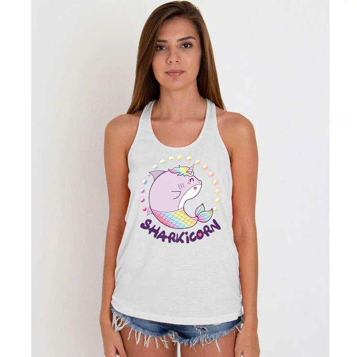 Funny Cute Sharkicorn Shark Unicorn Women's Knotted Racerback Tank