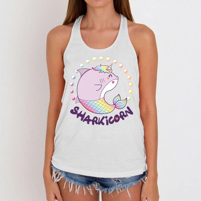 Funny Cute Sharkicorn Shark Unicorn Women's Knotted Racerback Tank