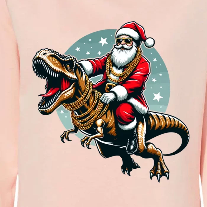 Funny Cartoon Santa Trex Dinosaur Christmas Gift Womens California Wash Sweatshirt