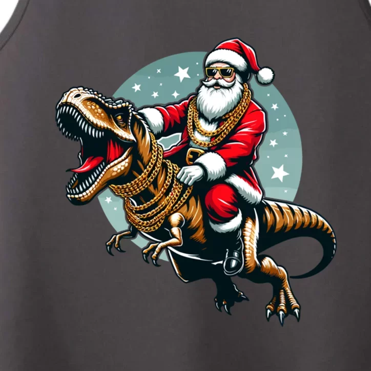 Funny Cartoon Santa Trex Dinosaur Christmas Gift Performance Tank