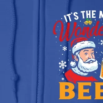 Funny Christmas Santa Claus Ing Beer Wonderful Time Gift Full Zip Hoodie