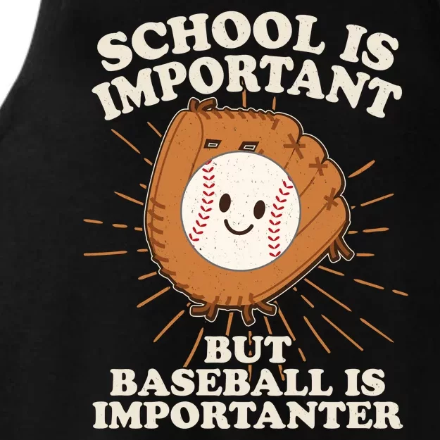 Funny Cute School Is Important But Baseball Is Importanter Ladies Tri-Blend Wicking Tank