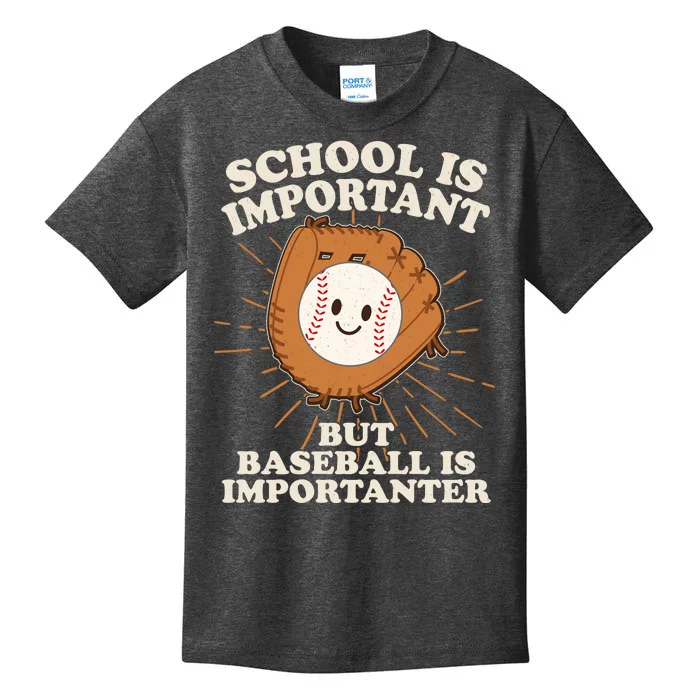 Funny Cute School Is Important But Baseball Is Importanter Kids T-Shirt