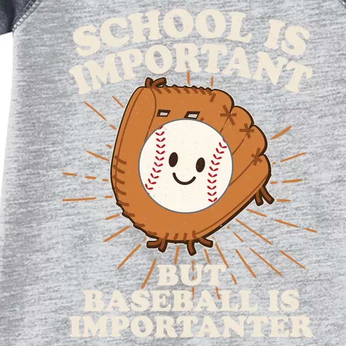 Funny Cute School Is Important But Baseball Is Importanter Infant Baby Jersey Bodysuit