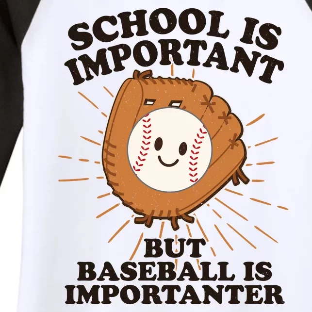 Funny Cute School Is Important But Baseball Is Importanter Women's Tri-Blend 3/4-Sleeve Raglan Shirt