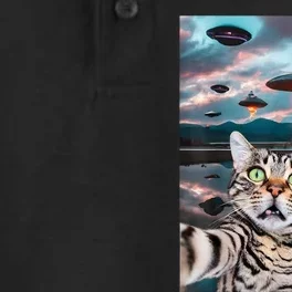 Funny Cat Selfie With Ufos Cute Alien Cat In The Cap Dry Zone Grid Performance Polo