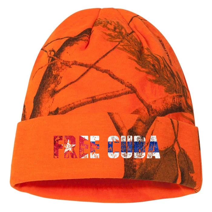 Free Cuba Sos Cuba Patriotic Cuban First Kati - 12in Camo Beanie