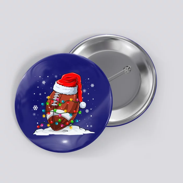 Football Christmas Santa Hat Xmas Football Lover Great Gift Button