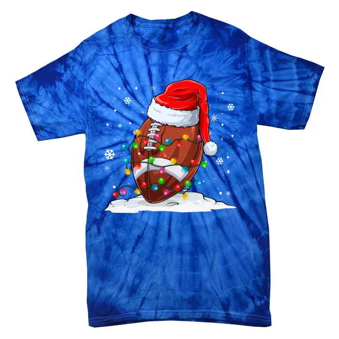 Football Christmas Santa Hat Xmas Football Lover Great Gift Tie-Dye T-Shirt