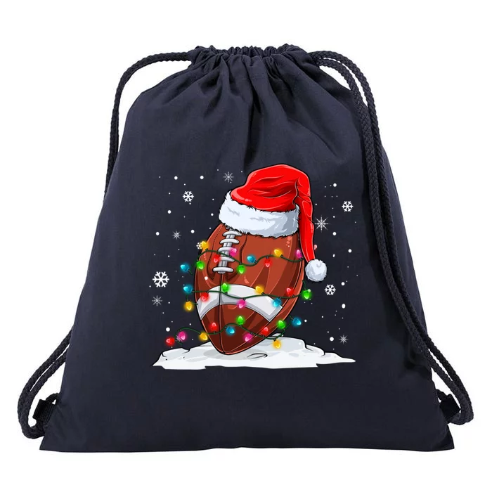 Football Christmas Santa Hat Xmas Football Lover Great Gift Drawstring Bag