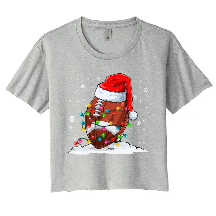 Football Christmas Santa Hat Xmas Football Lover Great Gift Women's Crop Top Tee