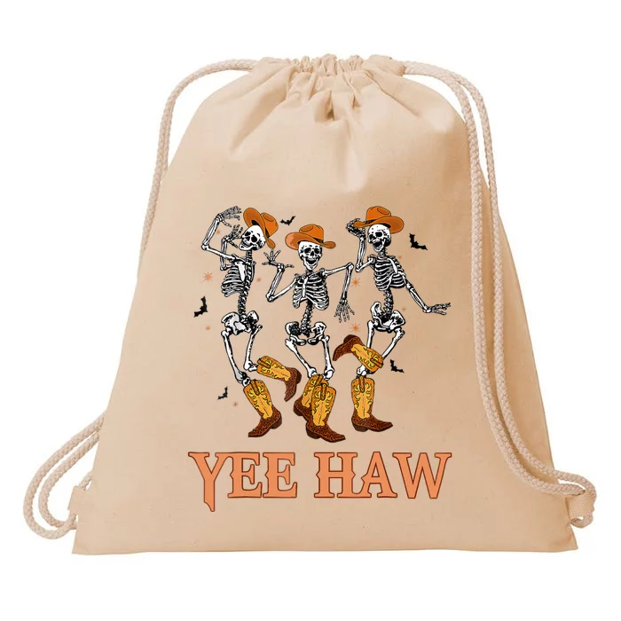 Funny Cowboy Skeleton Dancing Yeehaw Western Halloween Drawstring Bag