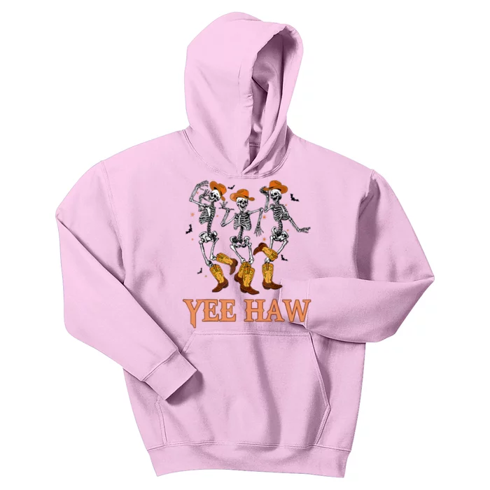 Funny Cowboy Skeleton Dancing Yeehaw Western Halloween Kids Hoodie