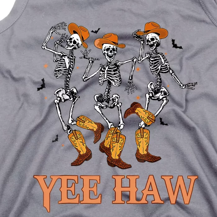 Funny Cowboy Skeleton Dancing Yeehaw Western Halloween Tank Top