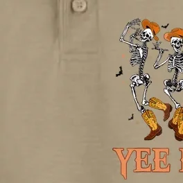 Funny Cowboy Skeleton Dancing Yeehaw Western Halloween Dry Zone Grid Performance Polo