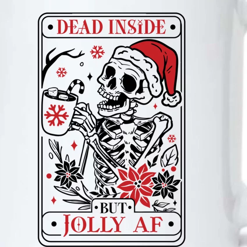 Funny Christmas Skull Dead Inside But Jolly Af Gift Black Color Changing Mug