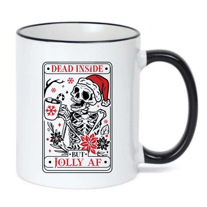 Funny Christmas Skull Dead Inside But Jolly Af Gift Black Color Changing Mug