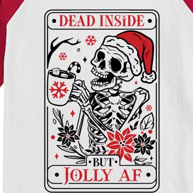 Funny Christmas Skull Dead Inside But Jolly Af Gift Kids Colorblock Raglan Jersey