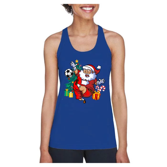 Football Christmas Santa Idea And Xmas Football Gift Women's Racerback Tank