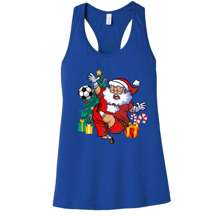 Football Christmas Santa Idea And Xmas Football Gift Women's Racerback Tank