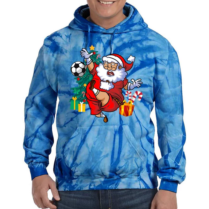 Football Christmas Santa Idea And Xmas Football Gift Tie Dye Hoodie