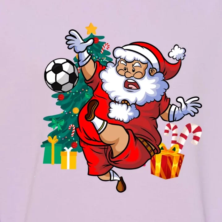 Football Christmas Santa Idea And Xmas Football Gift Garment-Dyed Sweatshirt