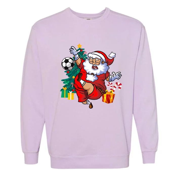 Football Christmas Santa Idea And Xmas Football Gift Garment-Dyed Sweatshirt