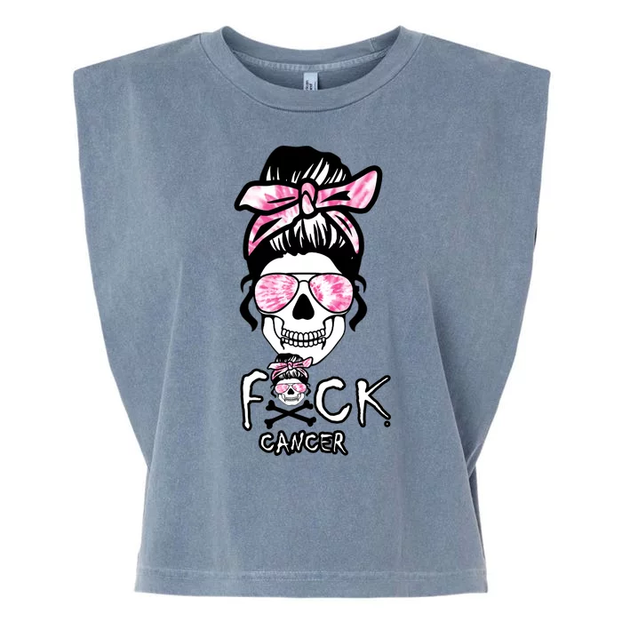 FCK Cancer Skeleton Skull Pink Garment-Dyed Women's Muscle Tee